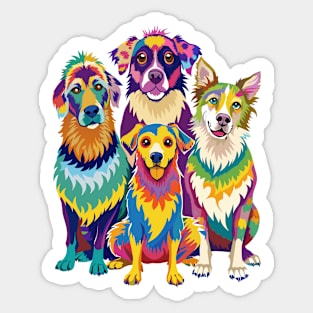 Tie-Dye Dogs Family Sticker